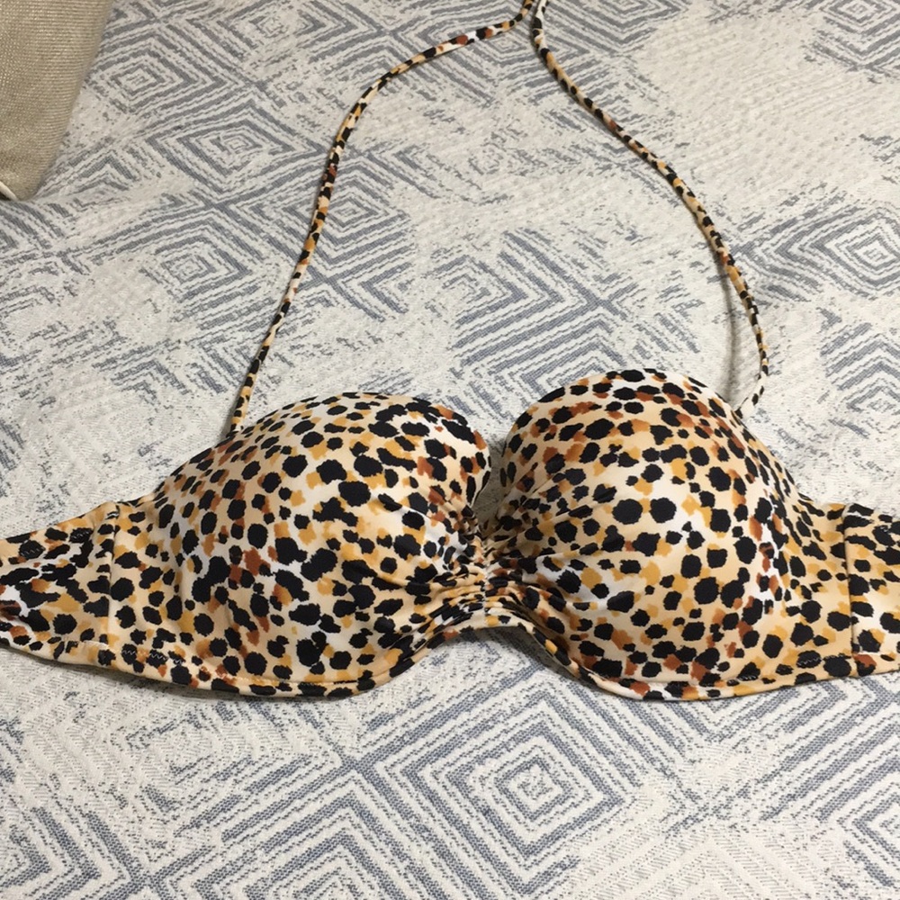 VS leopard print strapless bathing suit top